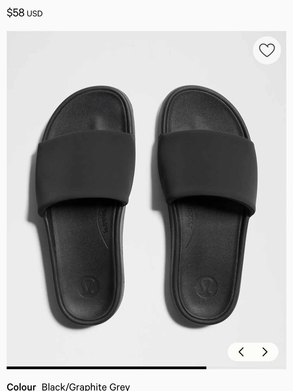 lululemon athletica Black/Graphite Grey Slide Sandals